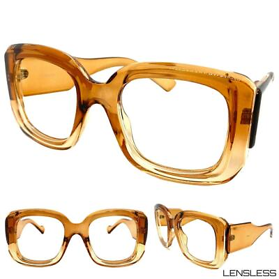 #ad Oversized Retro Style Lensless Eye Glasses Super Thick Square Frame Only NO Lens $14.99