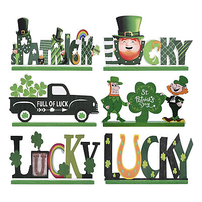 #ad 1*St. Patrick Table Decorations Lucky Sign Wooden St Patrick#x27;s Day well suited