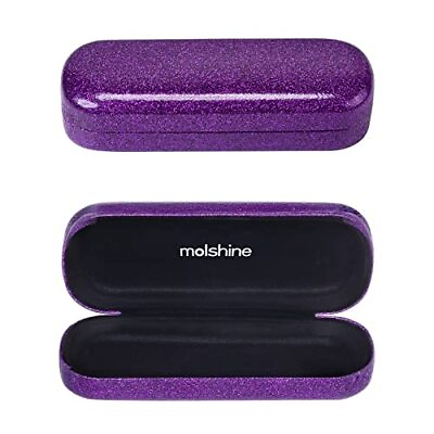 #ad Bling Hard Shell Glasses CasePortable Sparkling Shiny Eyeglass Case Purple