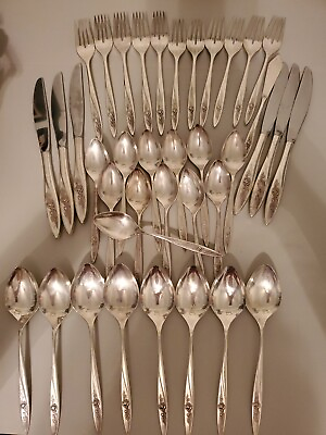 #ad Lot of 38 pieces Community silver plate flatware Morning Rose pattern $35.00
