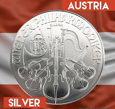 #ad Austria coin 1.5€ euro 2010 Silver .999 Vienna Philarmonic 31.1g white spots