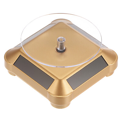#ad Solar Display Stand Turntable 360° Rotating Double Use ABS Gold Tone