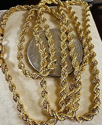 #ad 18Carat 18K 750 Real Fine Gold Rope Chain Necklace 22” Long 3mm 7.5g