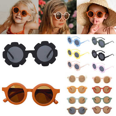 #ad Kids Flower Shaped Cute Round Sunglasses Girls Baby Children Toddler Shade UV400
