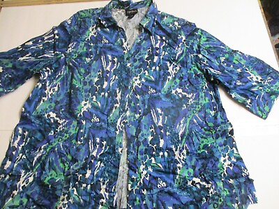 #ad Womens maggie barnes blue 3 4 sleeve blouse sz 22w