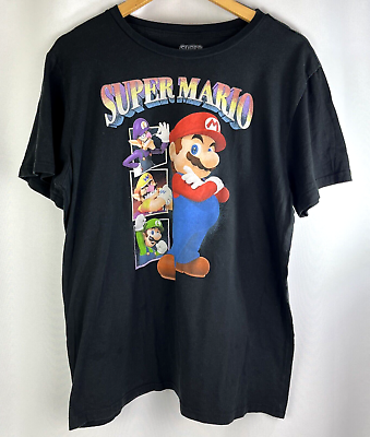 #ad Super Mario Tee T Shirt Short Sleeve Mario Waluigi Wario Luigi Mens 2XL Black