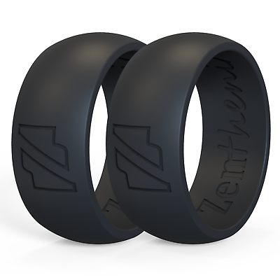 #ad Quality Silicone Wedding Rings Mens Black Duo Pack ZentheniX® Activewear Rings