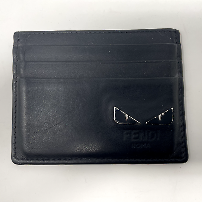 #ad Fendi Monster Eyes Card Holder Wallet Black Credit Card Holder