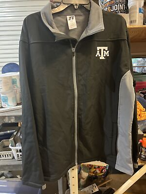 #ad Russell Full Zip Med Weight Jacket Texas Aamp;M Black LG