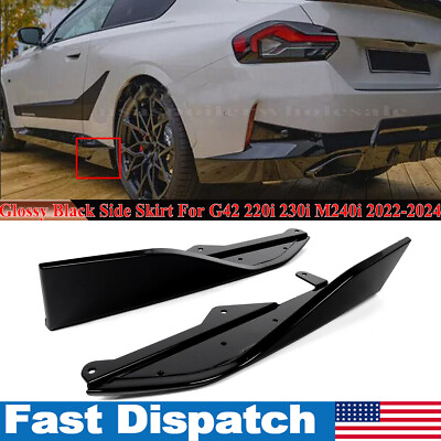 #ad For BMW 2 Series G42 M245i 22 24 Glossy Blk Side Skirt Trim Flaps Cover Splitter $80.36