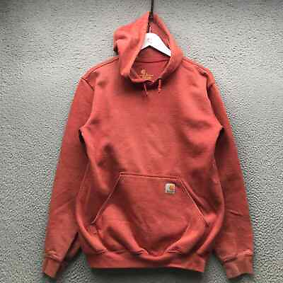 #ad Carhartt Sweatshirt Hoodie Men#x27;s S Long Sleeve Original Fit Pocket Logo Orange