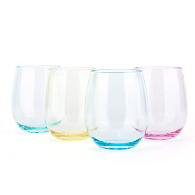 #ad 18 ounce Acrylic Stemless Wine Glasses Set of 4 Multicolor