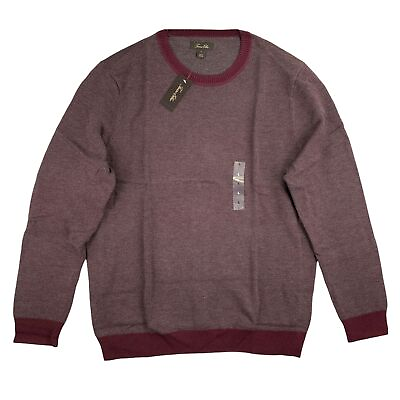 #ad Tasso Elba Mens Crewneck Cotton Nylon Pullover Sweater Red Plum L