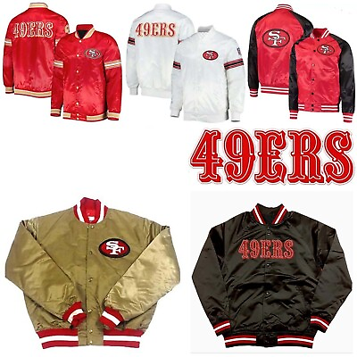 #ad Men#x27;s San Francisco 49ers Bomber Style Satin Lettermen Varsity Jacket