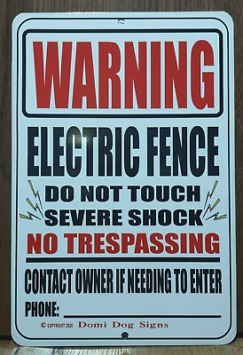 #ad Metal Aluminum Electric Fence Sign Farm Pasture 8quot;x12quot; Warning Made in the USA