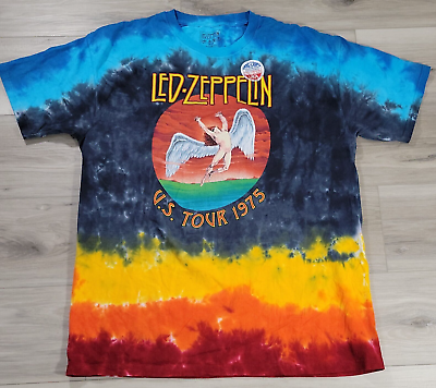 #ad Led Zeppelin T Shirt Men#x27;s XL Tie Dye U.S Tour 1975 Short Sleeve ZOSO Cotton New