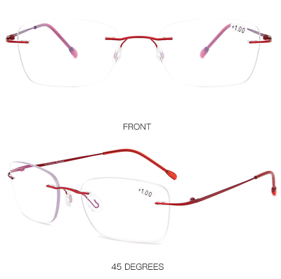 #ad Rimless Anti blue ray glasses Progressive multifocal reading glasses Red Blue