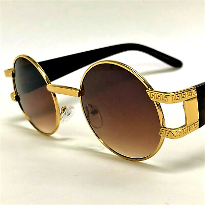 #ad Men Women Sunglasses Round Fashion Retro Vintage New Designer Shades Gold Metal $12.99