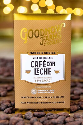 #ad Goodnow Farms Maker’s Choice Colombia 63% Dark Milk Chocolate Bar with Café con