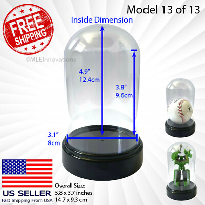 #ad Acrylic Display Case Tall Small Clear Plastic Round Dome Dust Proof Toy Figure