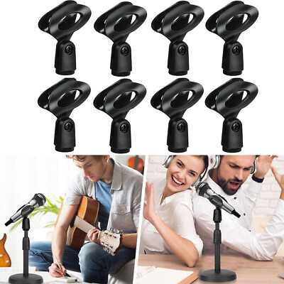 #ad 8 Pcs Microphone Mic Clip Holder Clips For Mic Stand with 5 8quot; to 3 8quot; Adapter