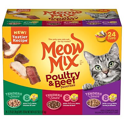 #ad Meow Mix Tender Favorites Wet Cat Food Poultry amp; Beef Variety Pack 2.75 Oun...
