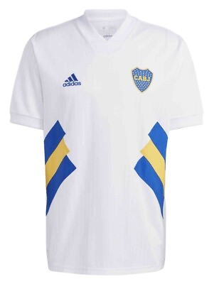 #ad Adidas Boca Junior Icon Jersey HT9840 White Blue Yellow Men#x27;s Size XL $48.99