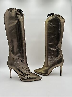 #ad NWOB Schutz Maryana Wild Leather Boot Gold Metallic Tall Side 9.5 B