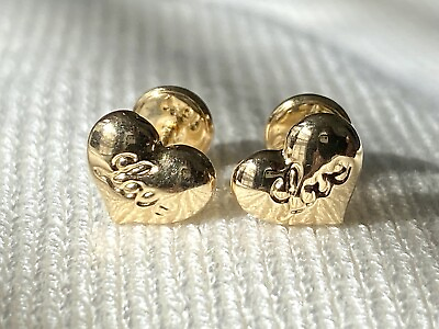 #ad 18k solid real gold earrings: Puffy Heart earrings • screw back