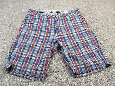 #ad Tailor Vintage Shorts Mens 36 Linen Cotton Red White Blue Casual Summer