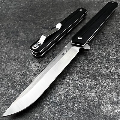 #ad VORTEK SKYLINE Black G10 Slim Design Ball Bearing D2 Blade Folding Pocket Knife