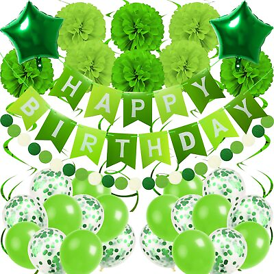 #ad Green Birthday Decorations Party Decorations Happy Birthday Decorations with...