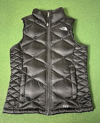 #ad The North Face Black 550 Goose Down Quilted Puffer Vest • Girls Size Medium