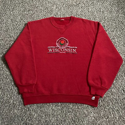 #ad VTG 2000 Wisconsin Badgers Sweatshirt Embroidered Russell Athletic Men’s Medium
