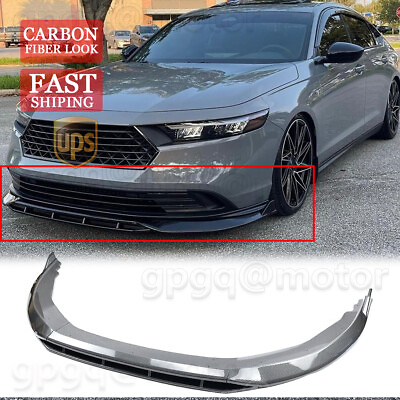 #ad For Honda Accord 2023 2024 Carbon V1 Style Double Deck Front Bumper Lip Splitter
