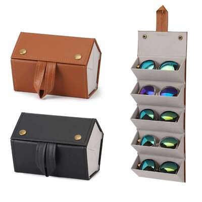 #ad Sunglasses Organizer Travel Case 5 Slot Foldable Eyeglasses Holder Box Storage