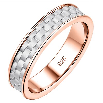 #ad Mens Wedding Band Hammered 925 Sterling Silver Rings Rose Gold Engagement Rings