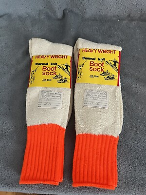 #ad 2 pair Vintage Heavy Weight Thermal Knit Boot Socks Sz 10 14 NEW PLEASE READ