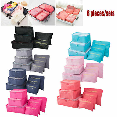 #ad 6Pcs Set Travel Storage Bag for Clothes Luggage Packing Cube Organizer Suitcase