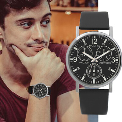 #ad Three Eye Watches Quartz Men#x27;s Watch Leather Band Quartz Mechanical Watch Gift $5.99