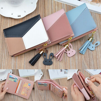 #ad Womens Leather Wallet Short Tassel Card Holder Small Coin Purse Organizer Gifts