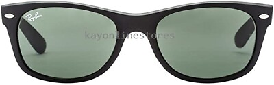 #ad Ray Ban New Wayfarer Black Matte Non Polarized Green Sunglasses RB2132 622 52mm