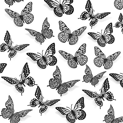#ad SAOROPEB 3D Butterfly Wall Decor 48 Pcs 4 Styles 3 Sizes Butterfly Birthday D...