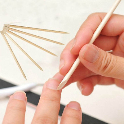 #ad 10pcs nail wood stick sticks cuticle pusher remover manicure pedicure car x$