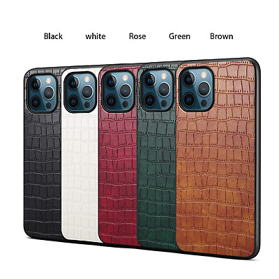 #ad For iPhone X XR XS MAX 7 8 11 12 13 14 15 Pro Max Crocodile print leather case