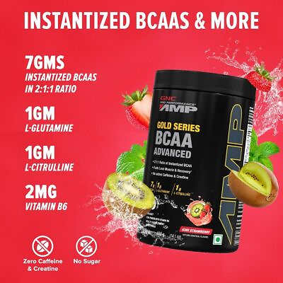 #ad GNC AMP Gold Series BCAA Advanced 400gm 30 Servings Fastest Muscle Recovery