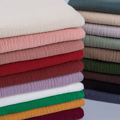 #ad Fabric Sewing Pure Cotton Crepe Gauze Double Layer Solid Color By Half Meter New