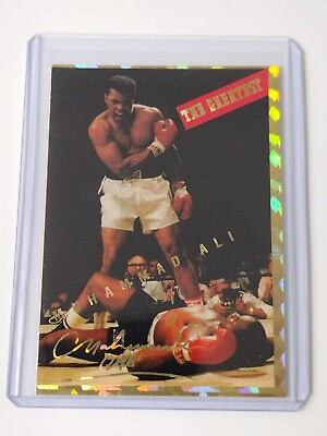 #ad Muhammad Ali collectible promo card Boxing gold foil oddball broder