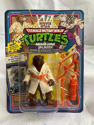 #ad 1992 Playmates Toys TMNT quot;MOVIE STAR SPLINTERquot; Action Figure in Pack UNPUNCHED