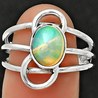 #ad Natural Ethiopian Opal 925 Sterling Silver Ring s.8 Jewelry R 1141